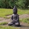 17.5" Dark Brown Meditating Buddha Outdoor Garden Statue